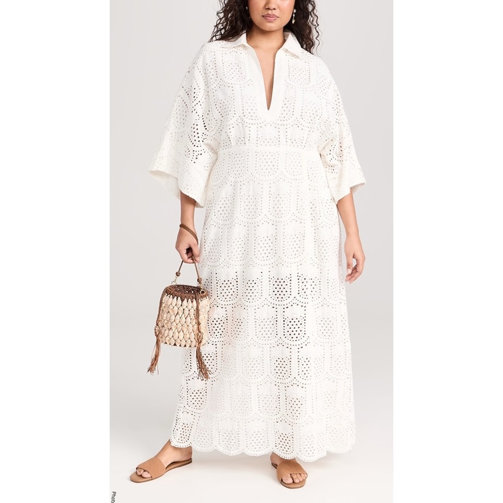 Anthropologie Cream Eyelet Maxi Dress